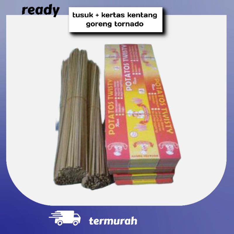 

paket kertas wadah+tusuk kentang goreng tornado