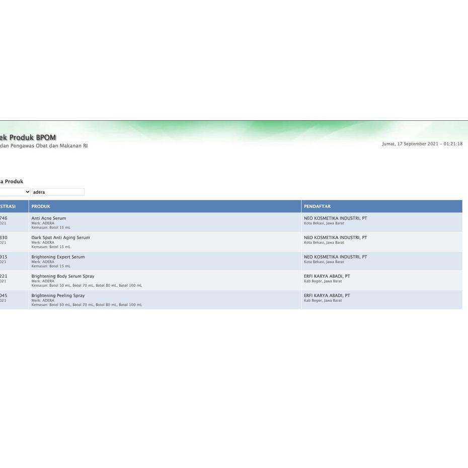 ➳Kirim Sekarang DQPLJ SERUM ADERA FACE SERUM ORIGINAL WAJAH ORI UNTUK FLEK HITAM GLOWING ORI BPOM AS