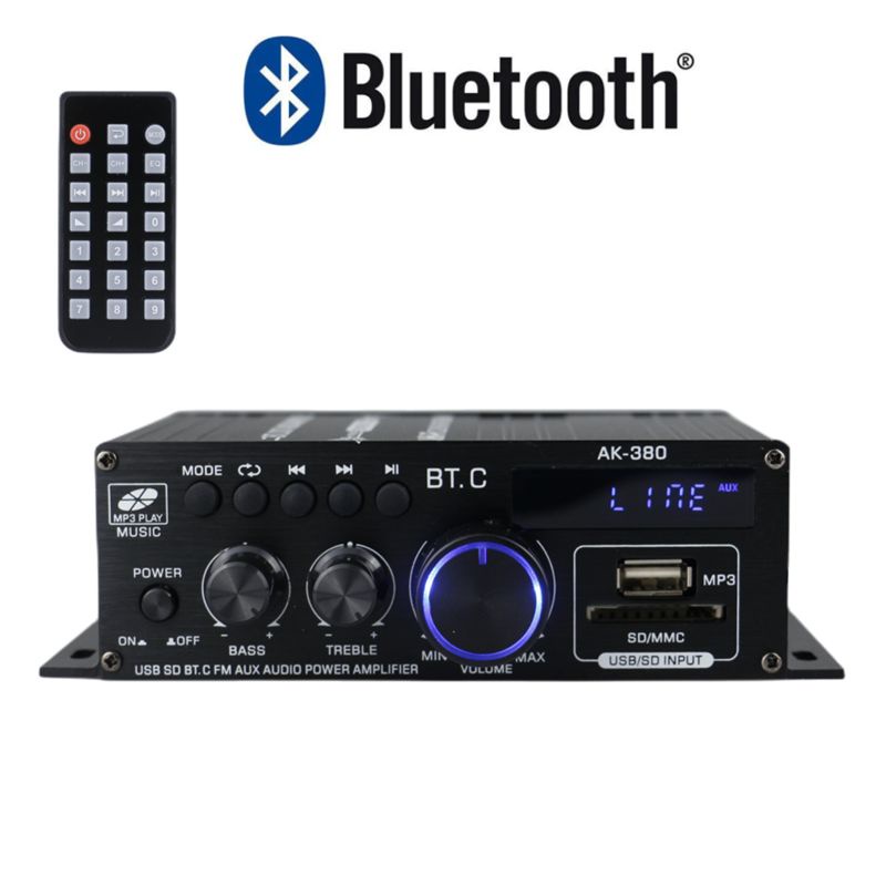 (Model Terbaru)Kerndy Ak-380 Amplifier Daya Audio Bluetooth Mobil Car Audio Power Amplifier 12V AK380