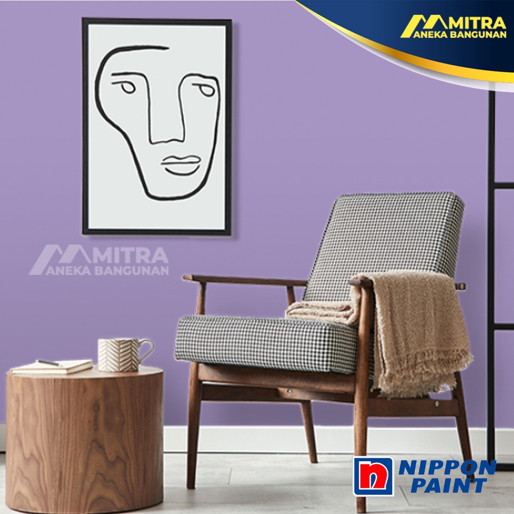 CAT TEMBOK NIPPON PAINT EKSTERIOR INTERIOR LAVENDER PRINT NP PB 1434 T / VINILEX ELASTEX SPOTLES / U