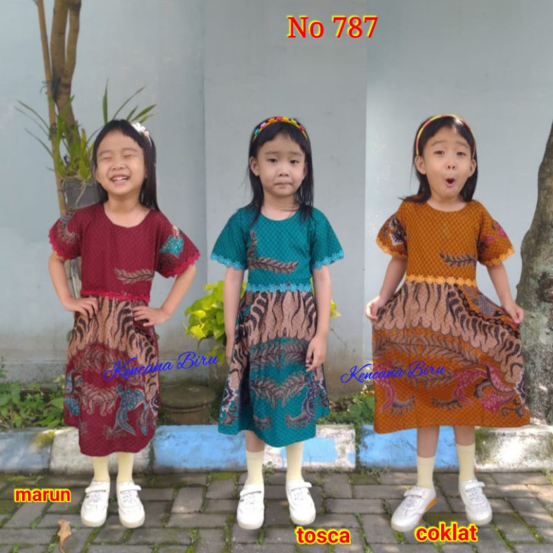 787 dress batik modern anak perempuan seragam keluarga