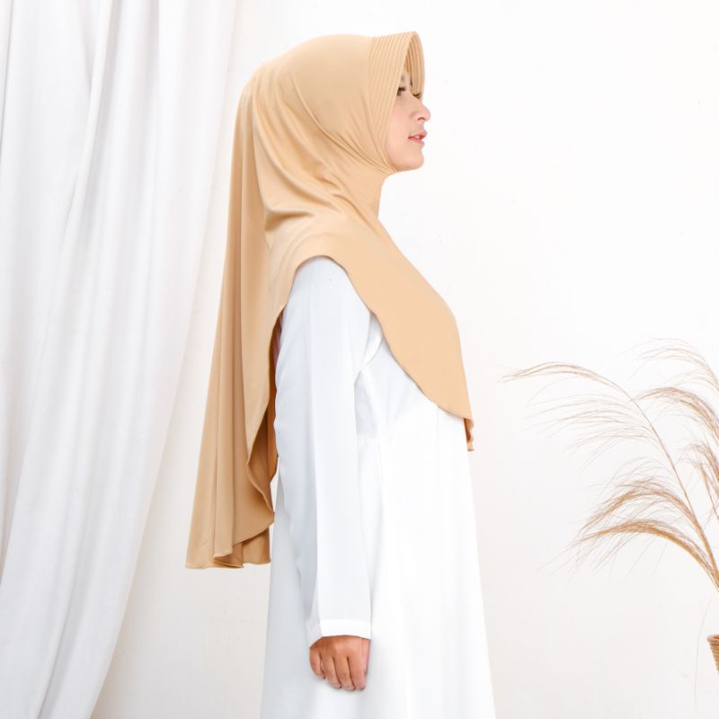 Hijab Instan Jersey | Khimar Jersey Pinguin | Kerudung Sport ukuran L