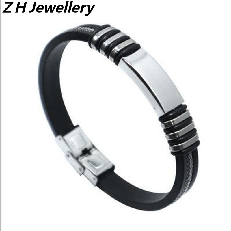 [Z H Jewelry] Hip Hop Rock Retro Pria Fashion Gelang Silikon Anti Karat Aksesoris Perhiasan Pesta