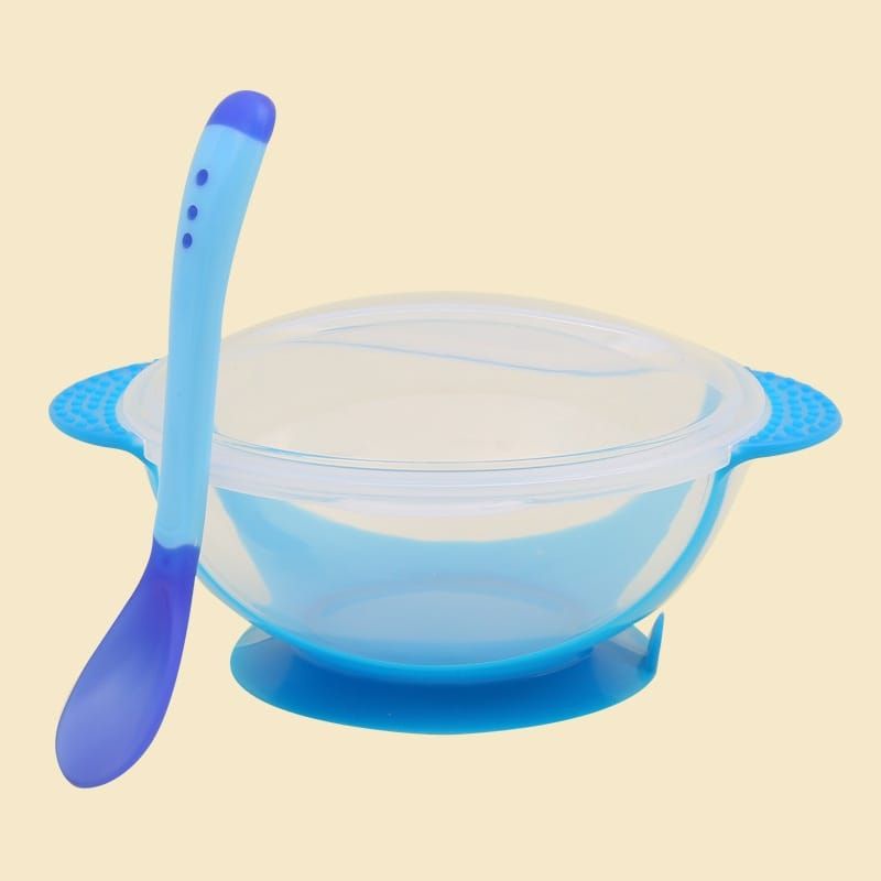 Mangkok Bayi Set Tempat Makan Anti Tumpah Sensor Panas Silicon