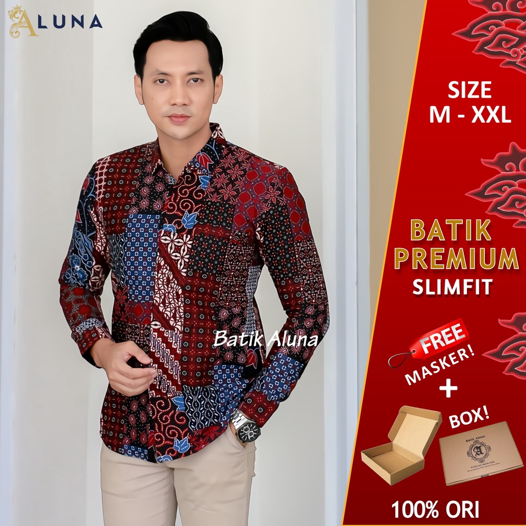 Batik Pria Lengan Panjang Slimfit Atasan Batik Premium Pria Cowo Batik Pekalongan Original Modern Seragam Kantor Jumbo SBA 11