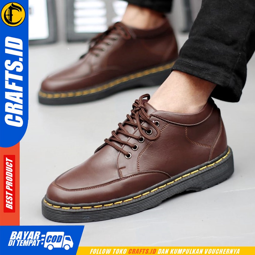 CRAFTS gogeto - Sepatu Pantofel Formal Docmart Kerja Hitam Pria