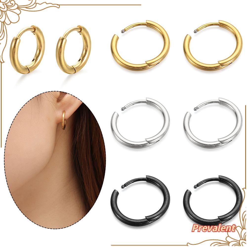 Anting Hoop PREVA 8mm/10mm/12mm/14mm Warna Emas Silver Huggie Stud