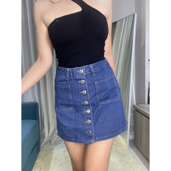 PREMIUM SKIRT JEANS FRONT BUTTON