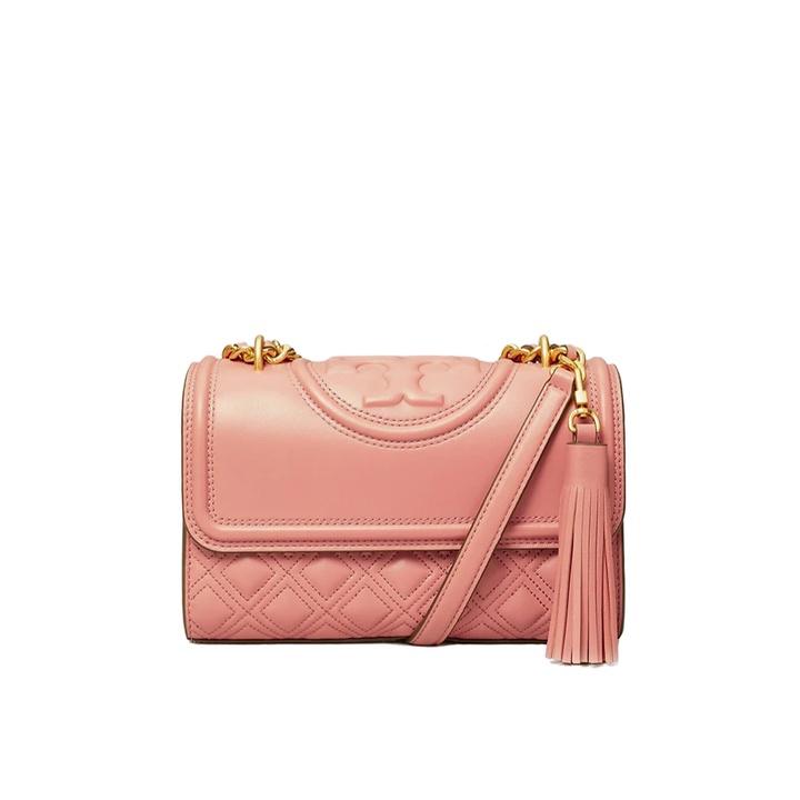 Authentic Tory Burch 75576 Fleming Small Convertible Shoulder Bag Pink Magnolia