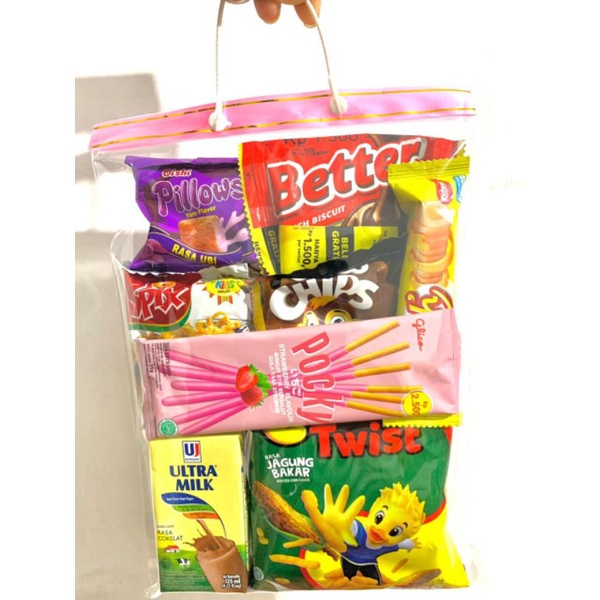 Hampers Snack  Ulang Tahun Godie Bag Mika Paket Snack Ultah Godie Bag Mika Murah