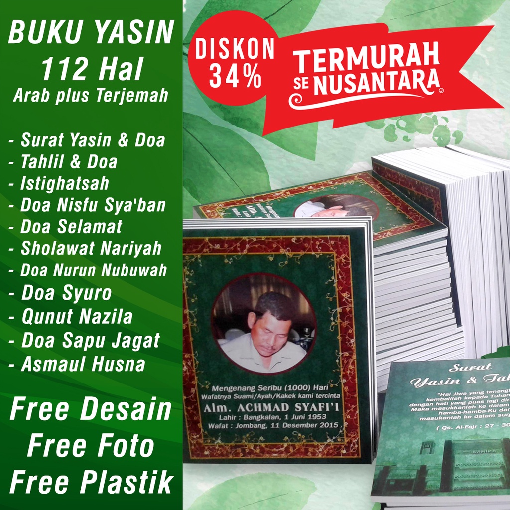 Cetak Buku Yasin Dan Tahlil Custom Foto 112 Halaman