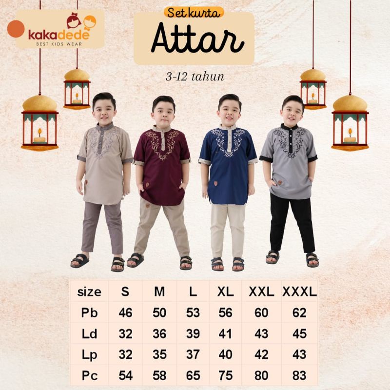 COD  Free ongkir BAJU KOKO KURTA ATTAR set by kakadede 2 - 12 tahun