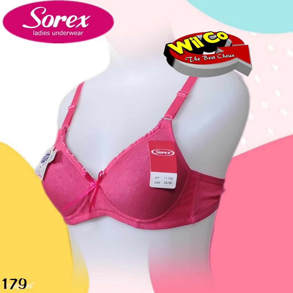 K179 - BRA/BH WANITA SOREX BUSA TIPIS TANPA KAWAT DUA PENGAIT UKURAN 32-38 CUP B