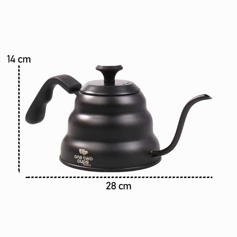 One Two Cups Teko Kopi coffee Maker Pot Drip Kettle with Thermometer - KE4012 hitam 955ml