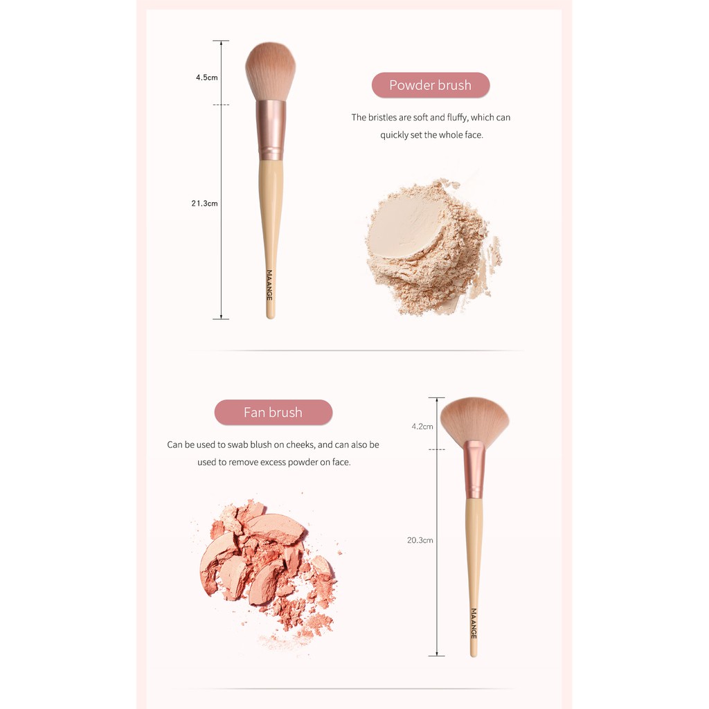 MAANGE Pro Brush Kit Makeup Brush Set Untuk Bedak Bibir Foundation Alis Eyeshadow Stabilo Alat Kecantikan Bedak Bibir Fo