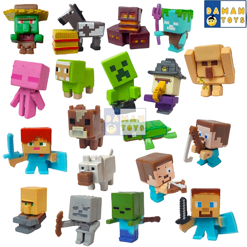 Pajangan Figure Minecraft.Enderman Zombie Alex Steve Miniatur Mine craft minicraft