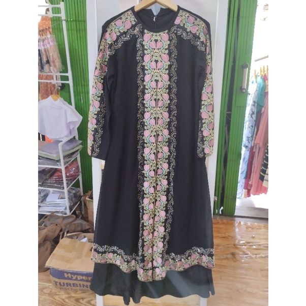 Abaya / Gamis Hitam / Abaya motif bunga