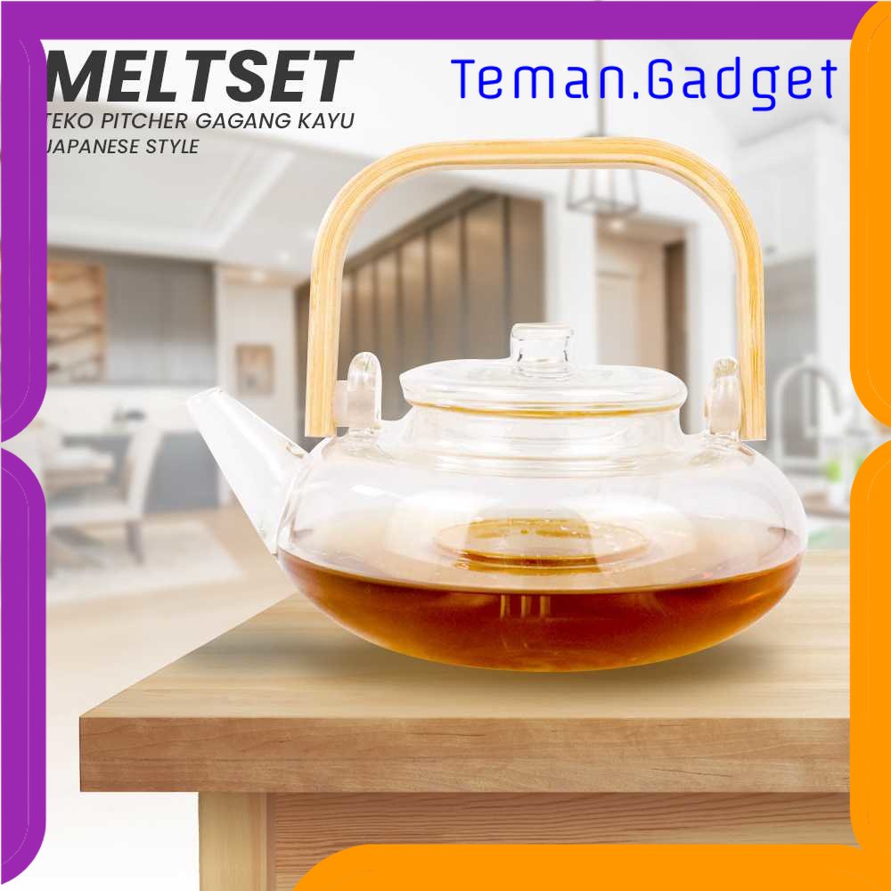 TG - DPR One Two Cups Teko Pitcher Gagang Kayu Glass Teapot Japanese Style - 8CV101