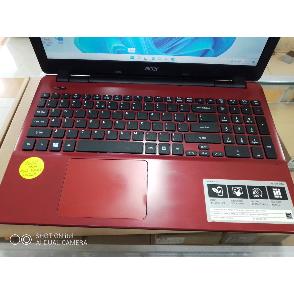 LAPTOP LEPTOP ACER CORE I5 RAM 4GB SSD 256 GB 15 INC GENERASI BARU WINDOWS11 ZOOM SIAP PAKAI