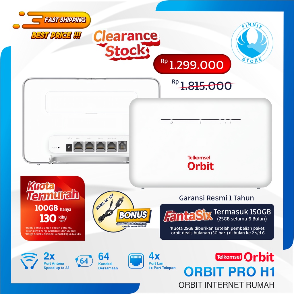 Telkomsel Orbit Pro H1 B535 Wifi Home Router Modem