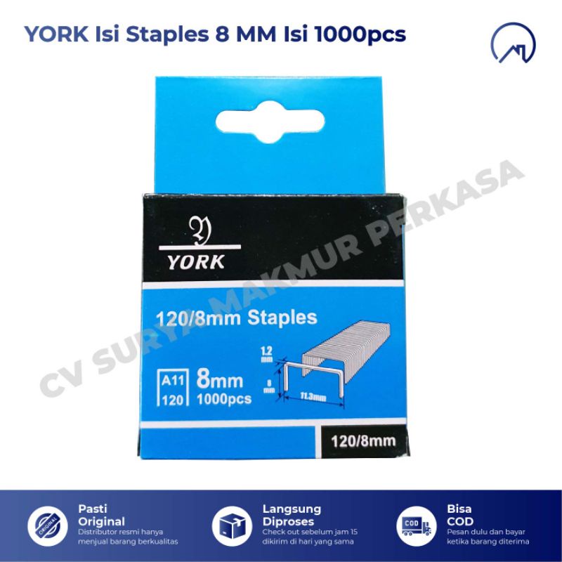 

Isi Staples Tembak 8 mm 1000 pcs YORK / Isi Staples Tembak 120/8mm