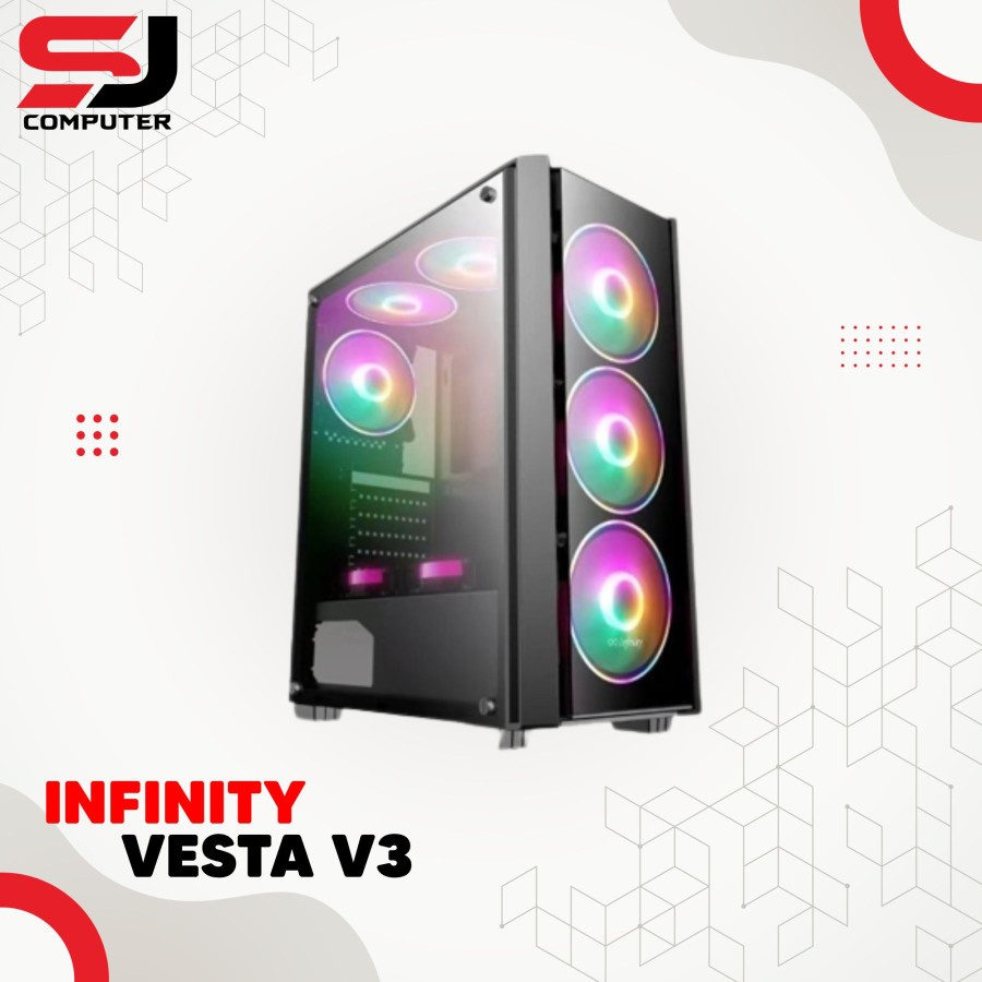 INFINITY VESTA V3 mATX ATX TEMPERED GLASS INCLUDE 4 FAN GAMING CASE