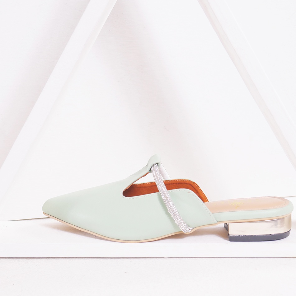 Damelia Rasya Heels Wanita ELLORA EZ-7644 Sandal Heels Wanita Pesta Mules Import SEPATU WARNA SAGE G