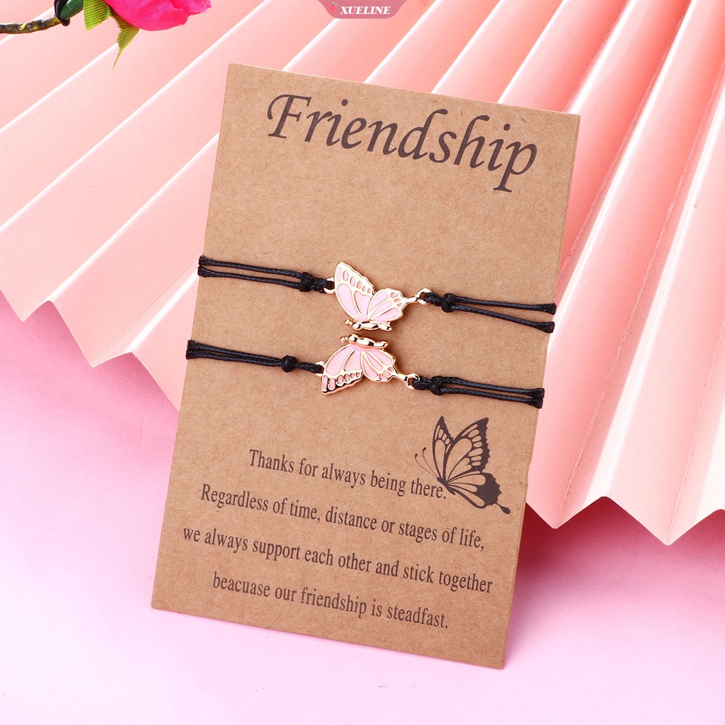 Gelang Kupu Kupu Kupu Magnet BFF Gelang Pasangan Persahabatan Sahabat Perhiasan Hadiah Adjustable Vintage Butterfly Wristband [ZXL]