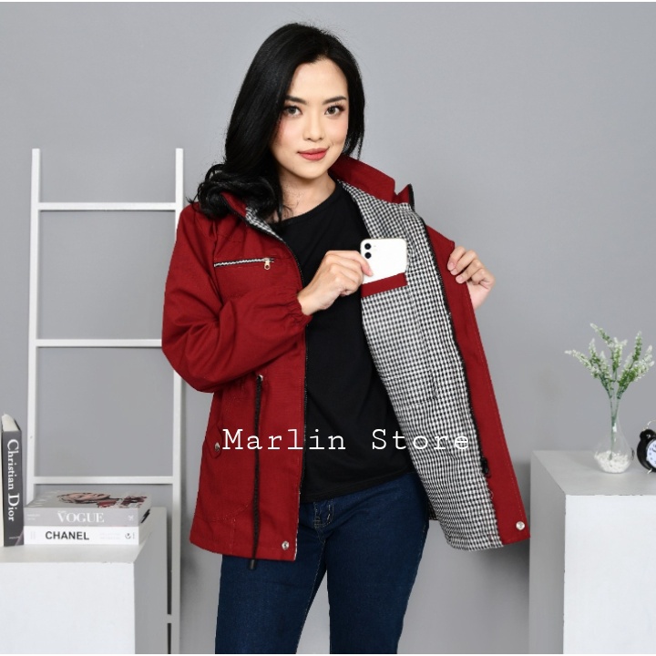 Jaket Parka Cewek Jumbo / big size Size L - XL - XXL - XXXL - XXXXL hoodie bisa dilepas
