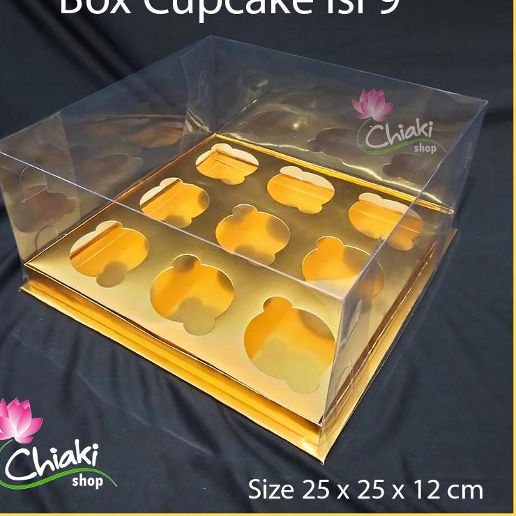 

☛☛ Box Mika GOLD Uk 25 x 25 x T. 12 cm Cupcake isi 9 Cake Pudding Tart Dus Emas Karton Tebal CHIAKI