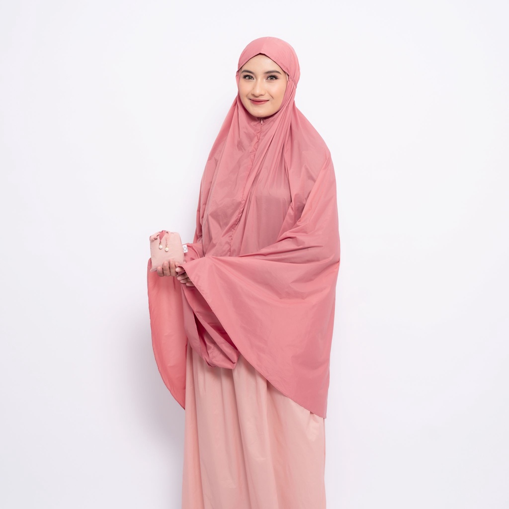 ALIF MUKENA MINI TWO TONE PARASUT PREMIUM KOREA TRAVEL - ROSE QUARTZ ( MKN-326 )