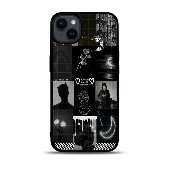 Casing Case iPhone 11 12 13 14 Pro Max Mini Plus Aesthetic black D59