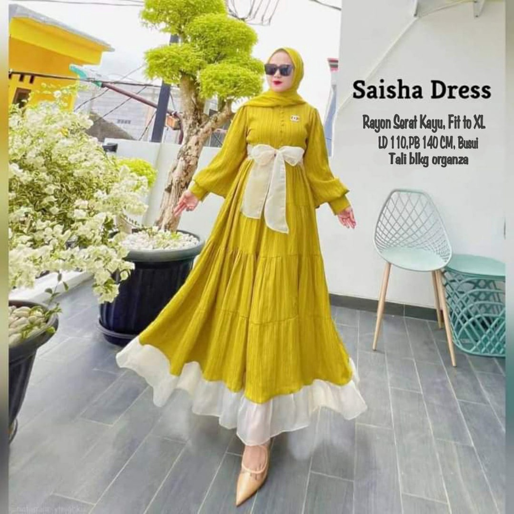Saisha Maxy l Dress Maxi Matt Airflow Basic Premium l Gamis Muslim Wanita BJ