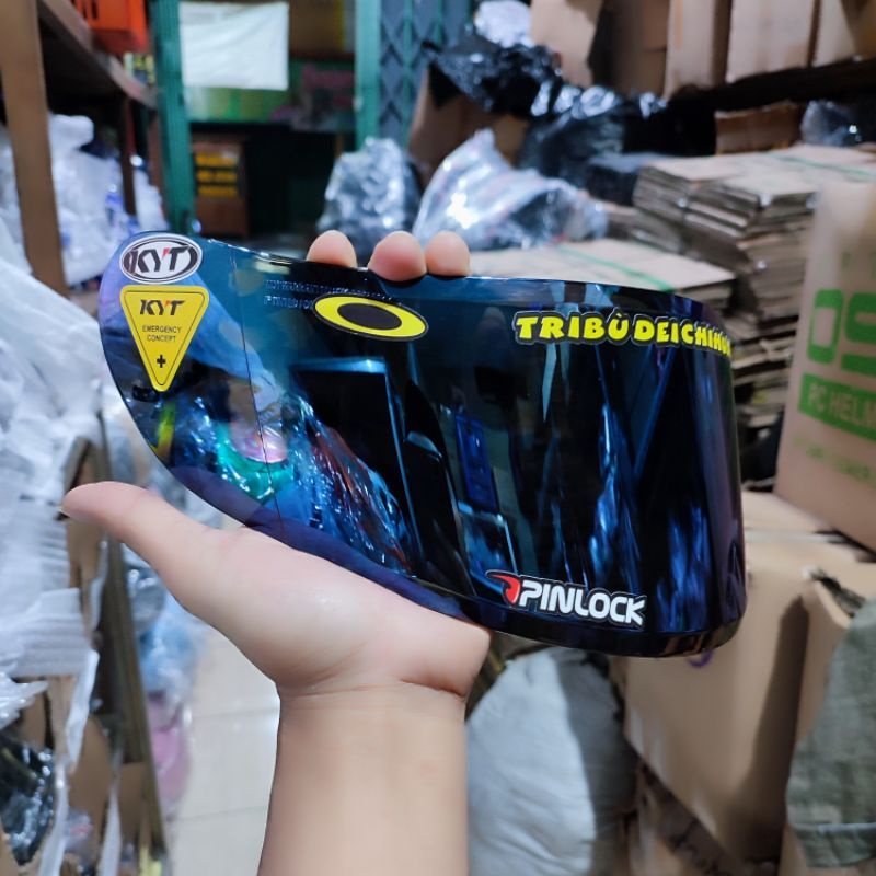 COD  Flat Visor Iridium Gold Biru Silverado pelangi KYT RC7 R10 K2RIDER V2R MDS VIKTORY + stiker