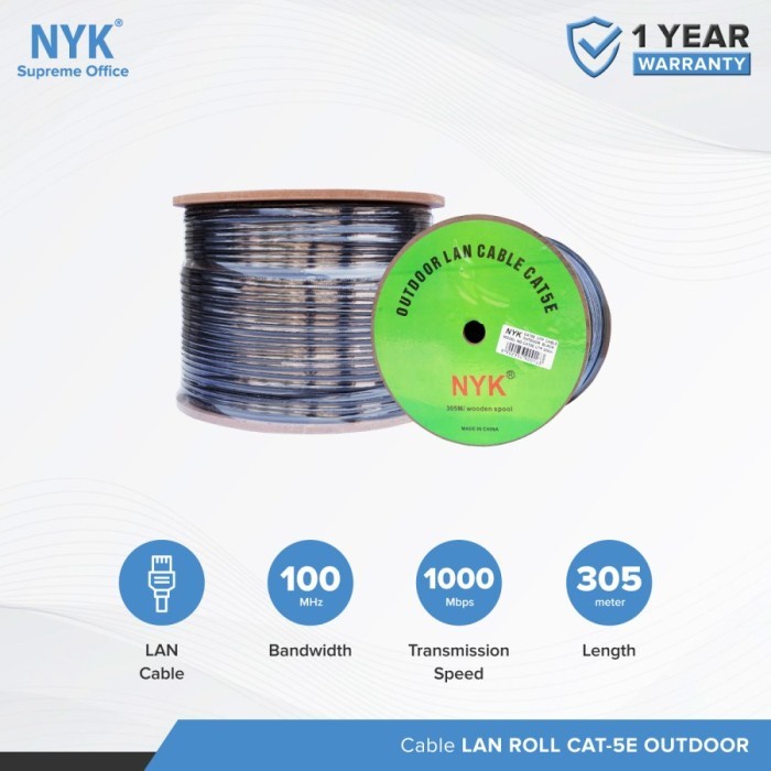 cable  lan roll 305m Nyk Outdoor cat 5e utp - Cable lan rj45 nyk cat5