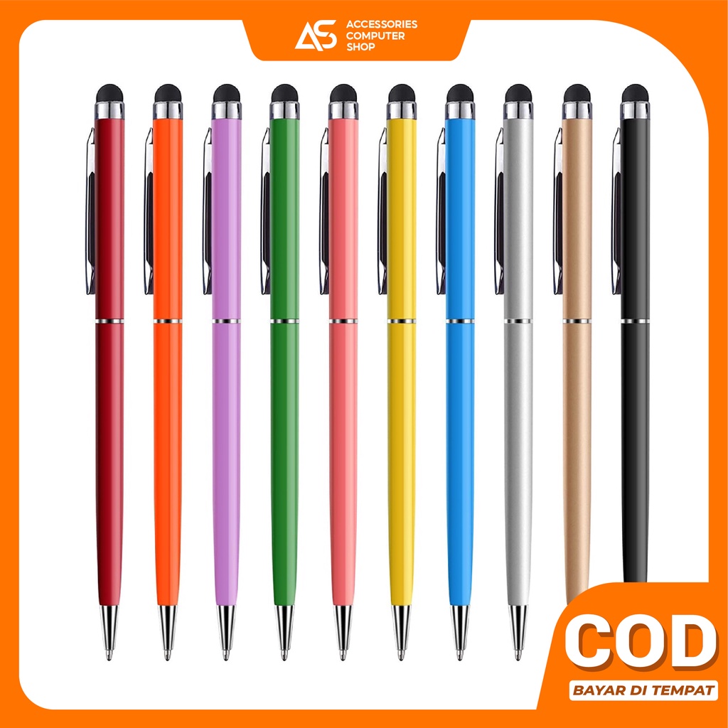 STYLUS PEN 2IN1 HANDPHONE SENSITIVE TOUCH SCREEN / STYLUS PEN IPAD IOS ANDROID TABLET / PULPEN BALLPOINT STYLUS PENA AH027 - ACS
