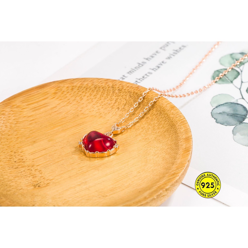 Rantai Klavikula Ultra-Halus Hati Merah Kecil Retro Untuk Wanita U1125