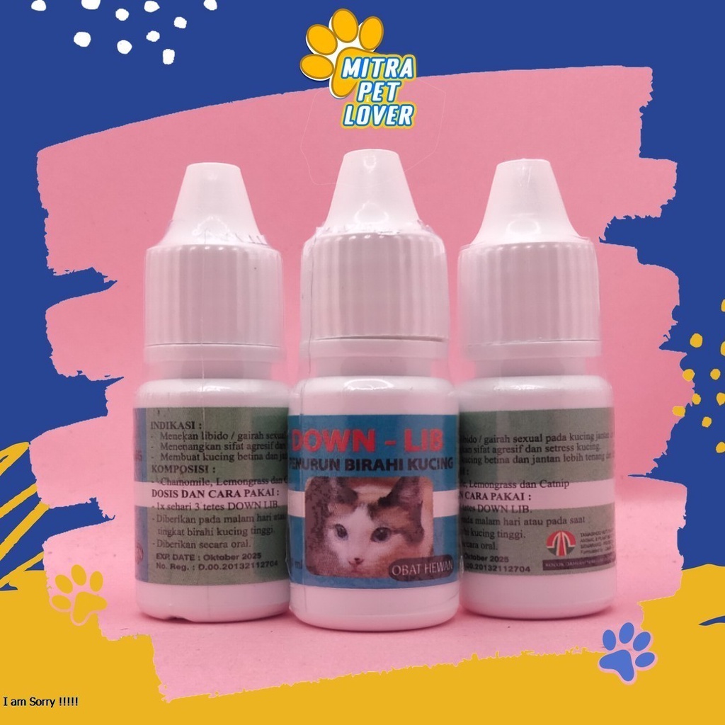 PENURUN LIBIDO KUCING JANTAN DAN BETINA - DOWN LIB CAT DROP 30ML - MENGATASI SIFAT AGRESIF STRES PADA KITTEN - MURAH ASLI GARANSI KUALITAS ORIGINAL - PET ANIMAL CEGAH KAWIN PUNYA ANAK TAMASINDO OBAT KESEHATAN &amp;  VITAMIN TERNAK HEWAN  MITRAPETLOVER