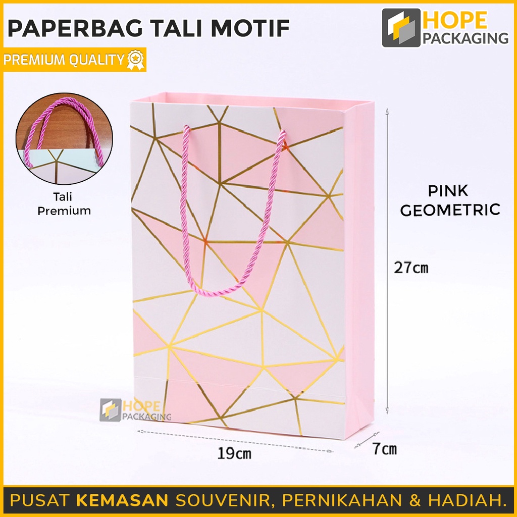 Pink Geometric / Paperbag Lucu Box Size : 19x27x7cm  Kotak hadiah