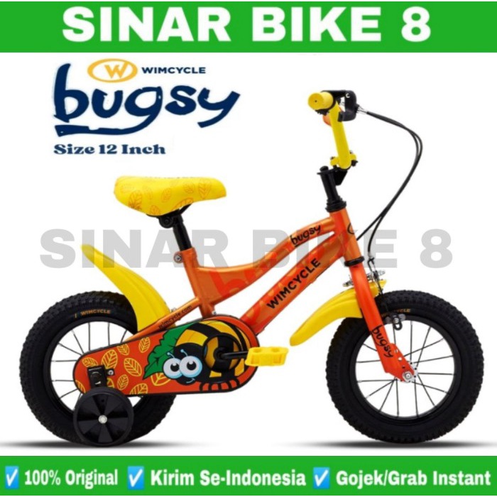 Sepeda Anak Perempuan &amp; Laki WIMCYCLE BUGSY Ukuran 12 Inch Keranjang