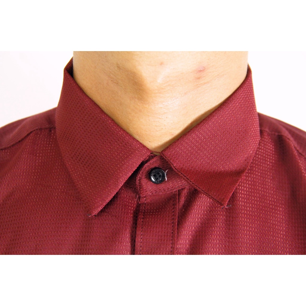 Kemeja Pria Reguler Stanley Adams Lengan Pendek Maroon Tekstur 25 | Hem Pria Reguler | Kemeja Branded Original 100% Matahari