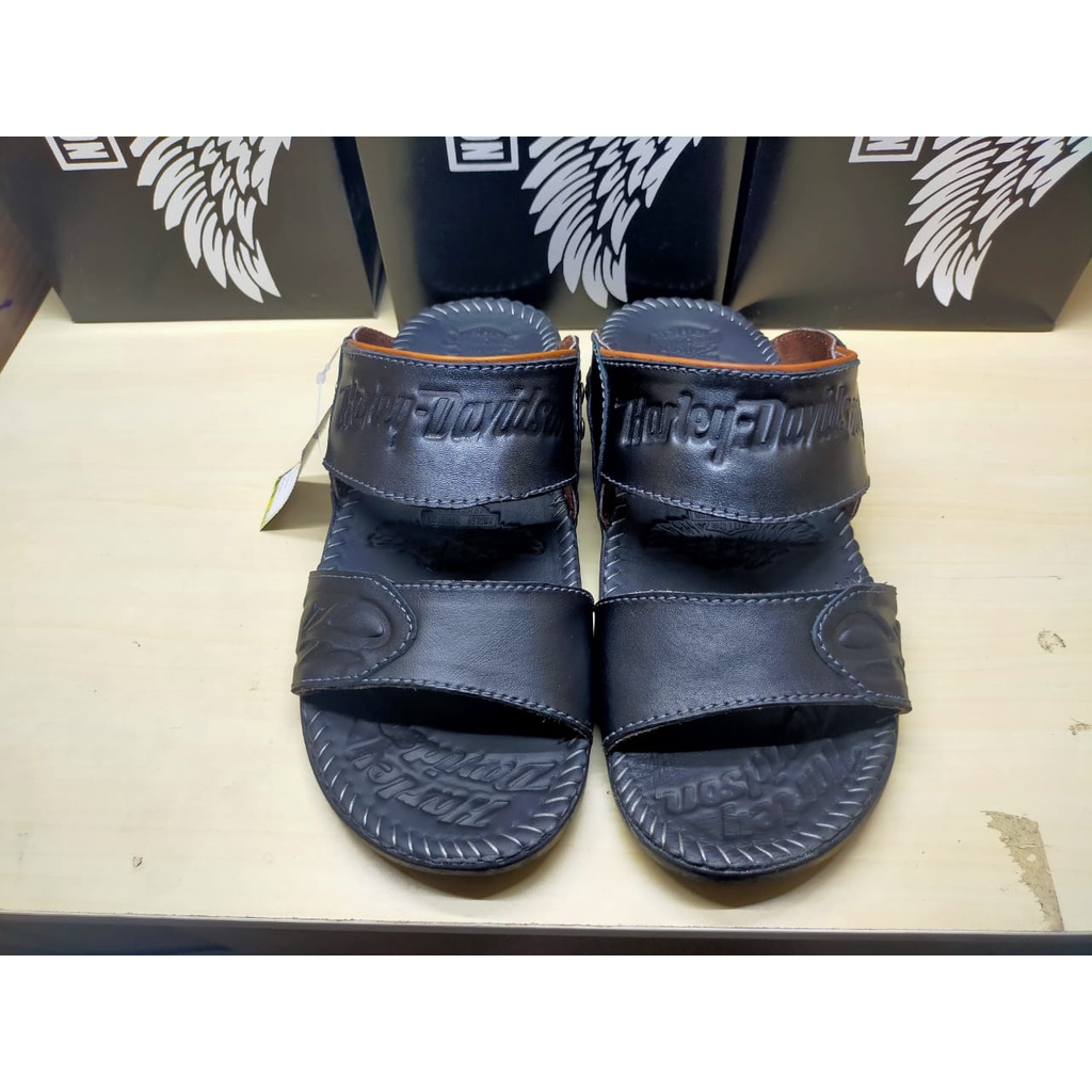 SANDAL KULIT PRIA HARLEY BLACK BROWN TAN KULIT SAPI ASLI ORIGINAL HANDMADE BANDUNG KASUAL SANTAI