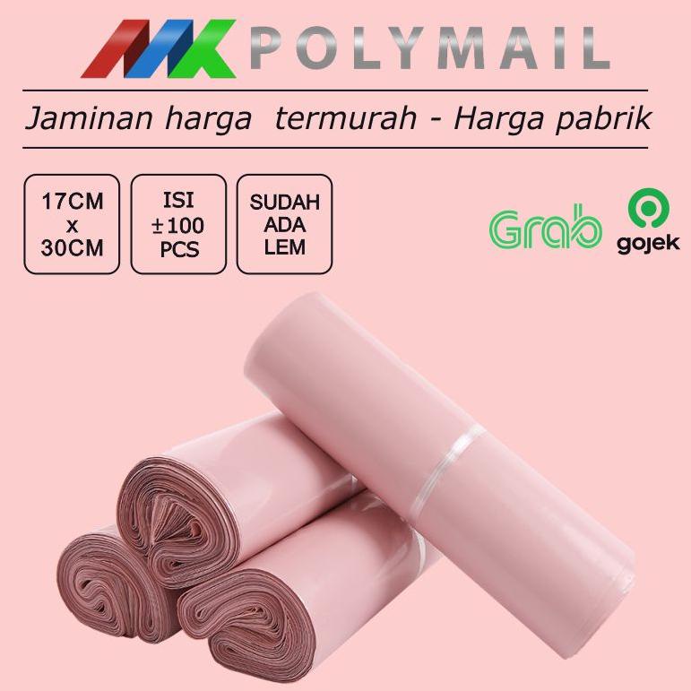 

BISA COD POLYMAILER 100PCS 17x30CM BABY PINK PREMIUM GLOSSY PLASTIK POLYMAILER