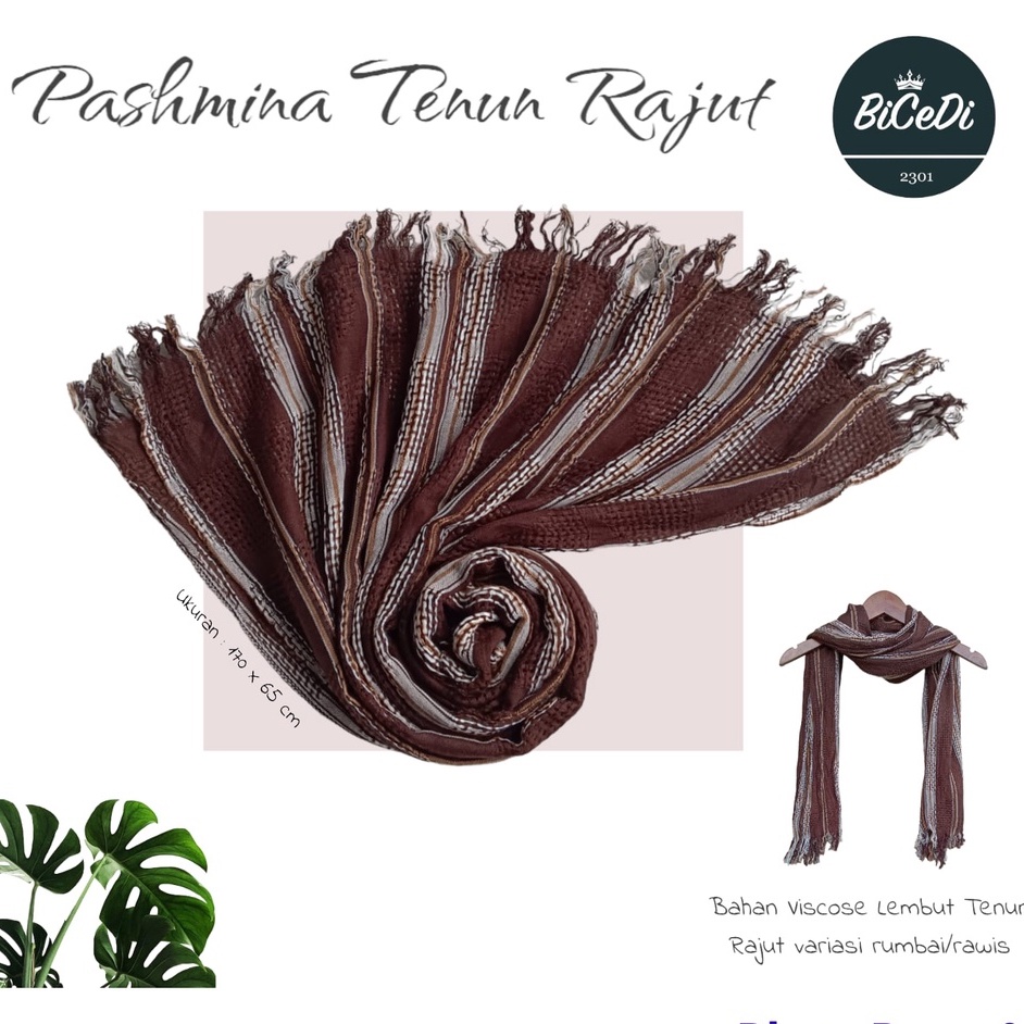 Pashmina Motif Tenun Rajut Rumbai 180cm x 60cm / Kerudung Syal / Scarf / Syal / Shawl / Selendang / Jilbab Panjang / Hijab Pashmina