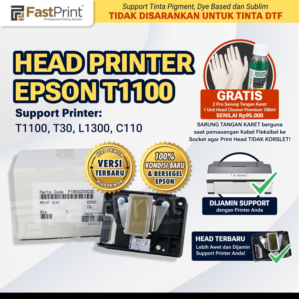 Head Printer Epson T1100 T30 L1300 C110 Baru