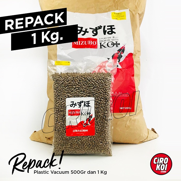 [ REPACK  1 KG ] MIZUHO KOI HI GROWTH Repack 1 KG Pakan Koi Import Mizuho original