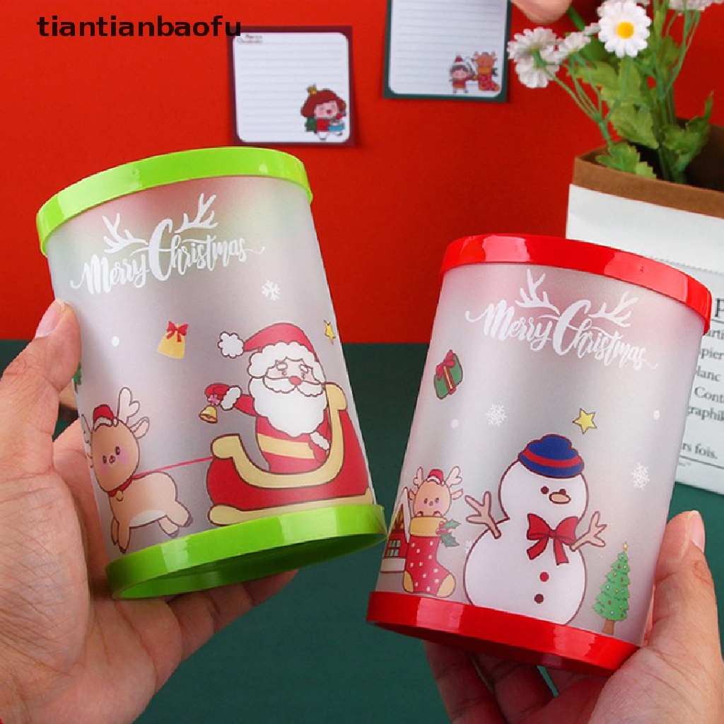 [tiantianbaofu] Kartun Natal DIY Lipat Pen Holder Kreatif Lucu Desktop Pensil Organizer Holder Portable Alat Tulis Kantor Sekolah Supply Butik