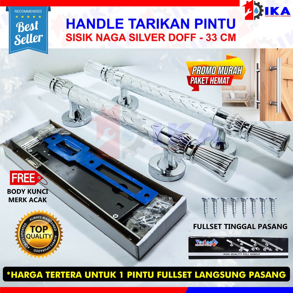 PAKET TARIKAN PINTU SISIK NAGA 1set body kunci komplit + Tarikan 2pcs / 1 pasang mewah elegan murah