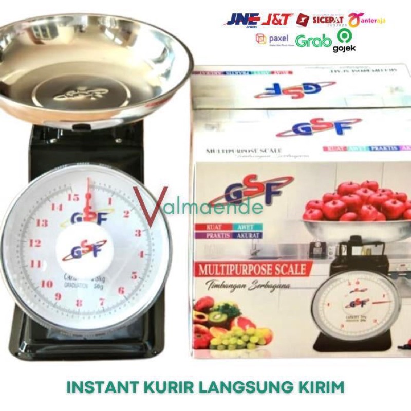 Timbangan Buah Timbangan Dapur 20kg Serbaguna GSF 4320 Timbangan Daging Timbangan Dapur Serbaguna Besi Stainless Analog Manual GSF 4305 4310 4315