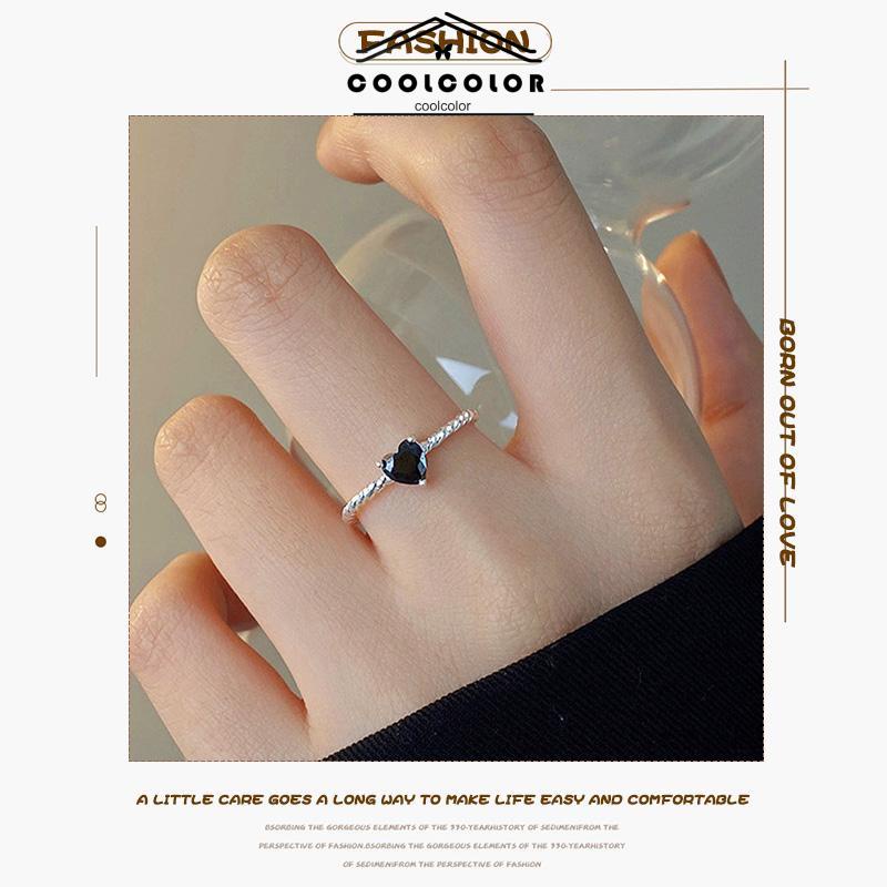 COD❤️Cincin Korea Hitam Cinta Love Adjustable Korea Fahion Retro Cincin Jari Untuk Wanita Murah- cl